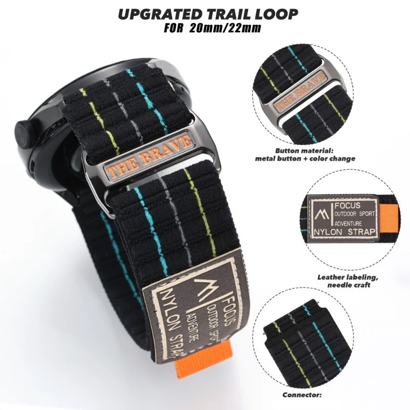 20mm 22mm Nylon Loop Strap For Garmin Venu 3/2/Vivoactive 4/5/6 band For Forerunner 570/965/165/265/255 Bracelet Venu Watchband