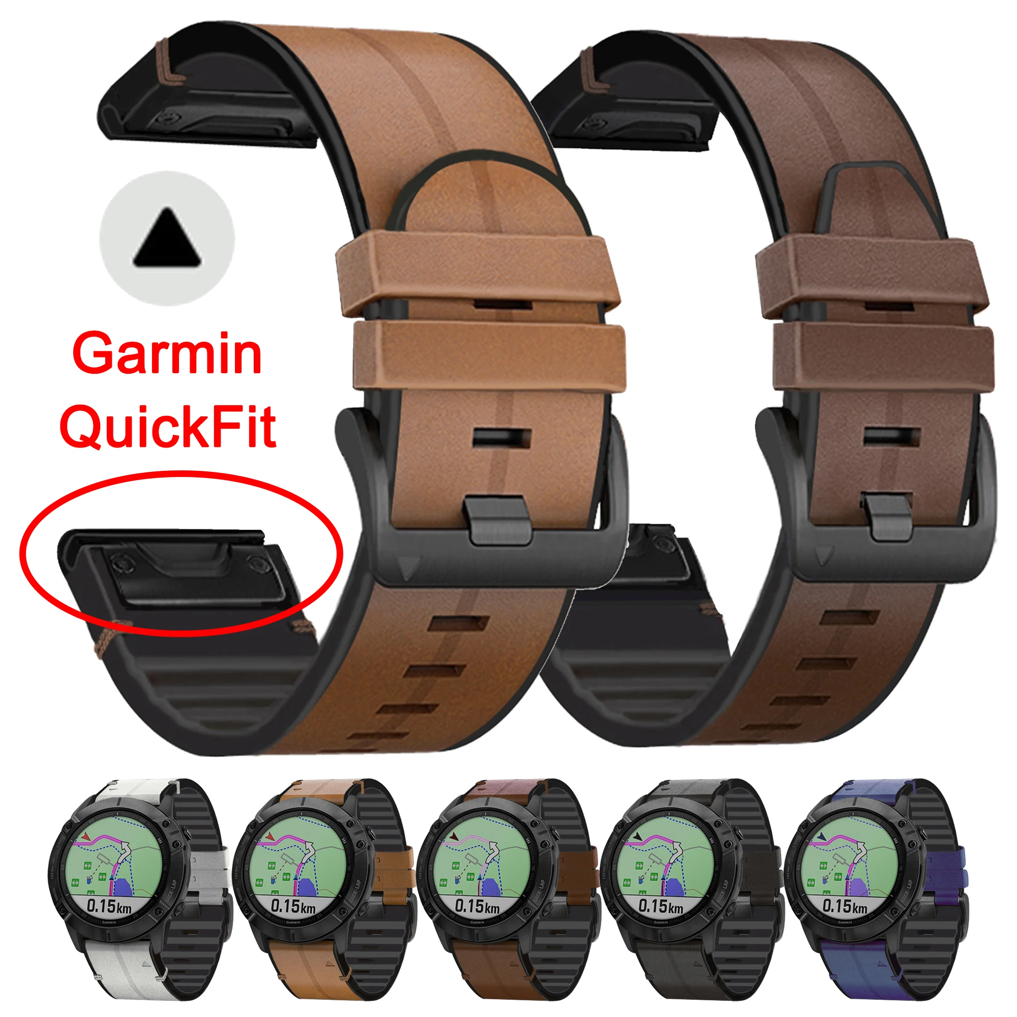 QuickFit 22 26mm Silicone Leather Strap For Garmin Fenix 6X Pro 6 7 7X 5 5X Plus Fenix 8 Epix Pro quatix8 Tactix8 47 51mm Correa
