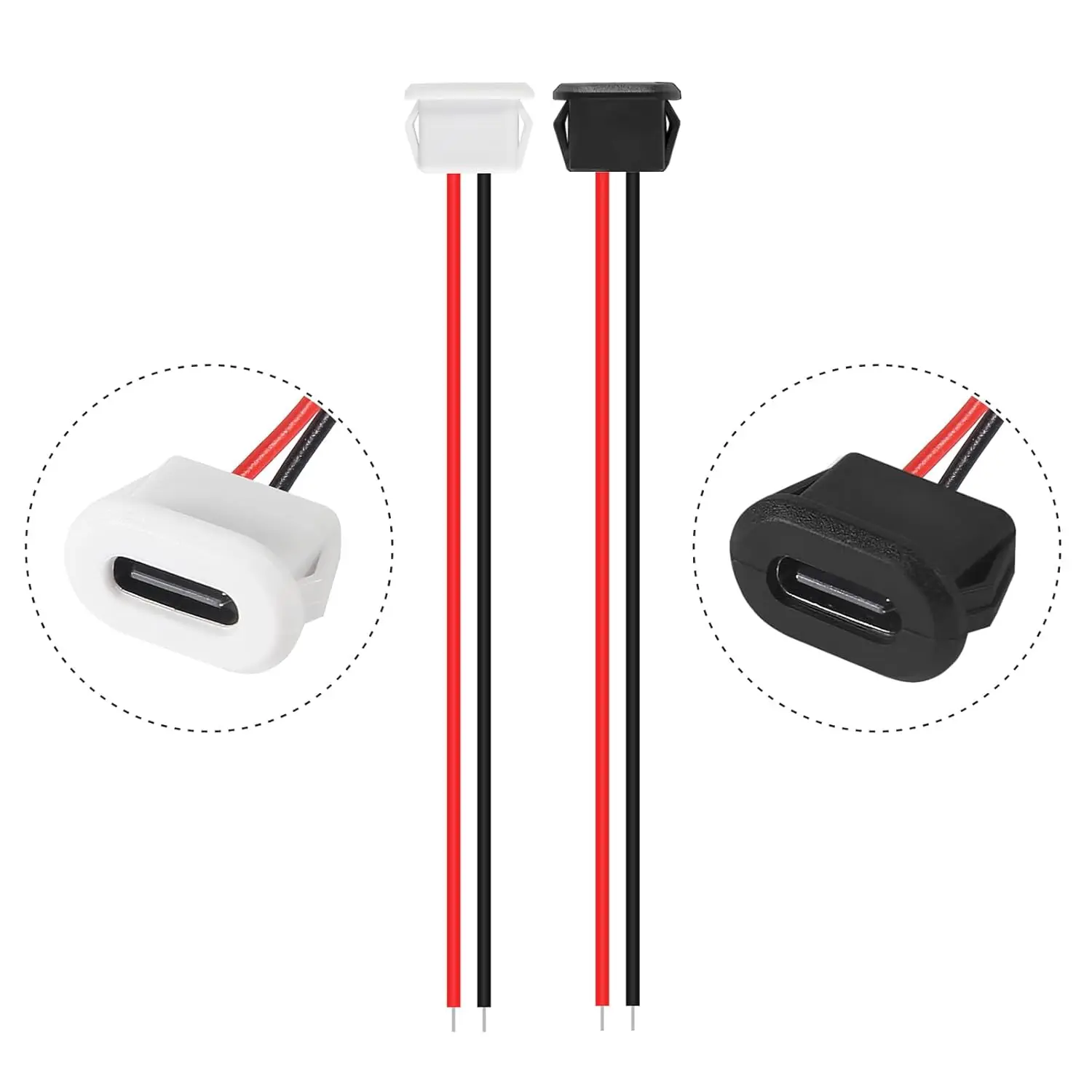 Type-C Female Chassis Waterproof 2P Solder Wire Type USB C Pigtail Cable Extension Power Cable USB-C Plug to 2 Pin Bare