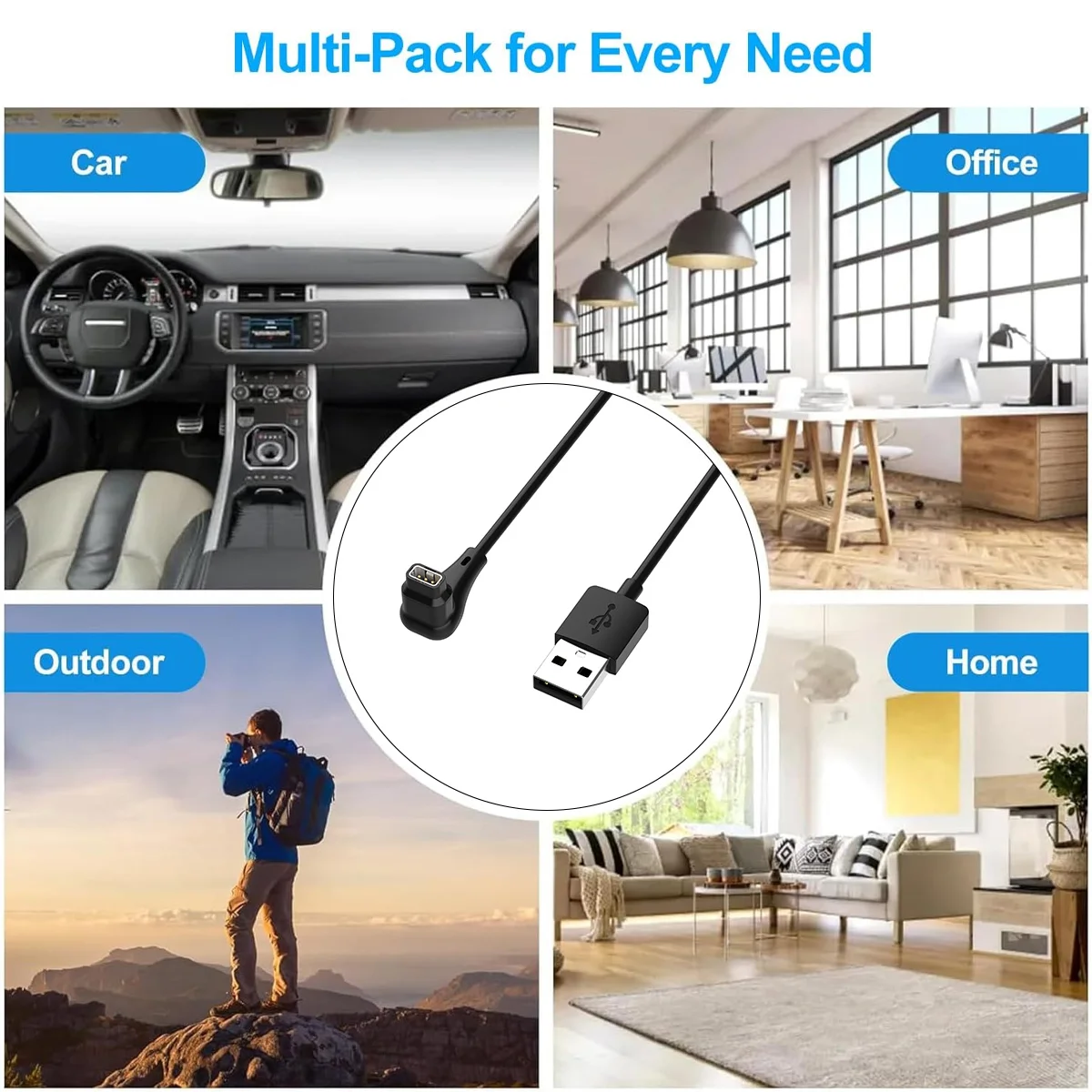 Charger for COROS PACE Pro Type-C USB-A Charging Cable Watch Charger Convenient Power Supply Solution for Home Offices Travel