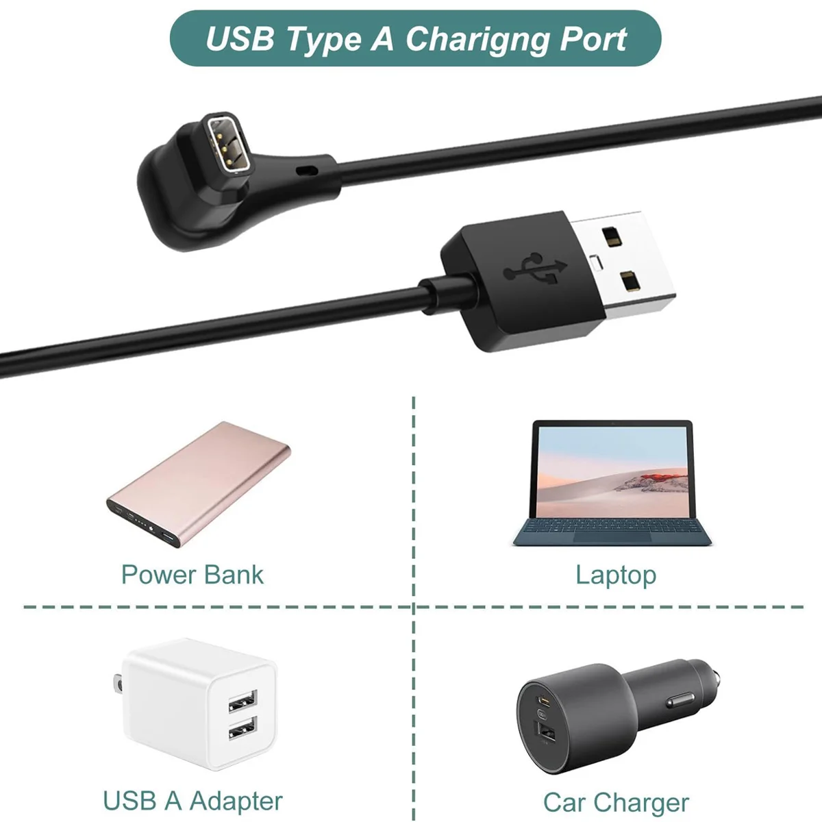 Charger for COROS PACE Pro Type-C USB-A Charging Cable Watch Charger Convenient Power Supply Solution for Home Offices Travel