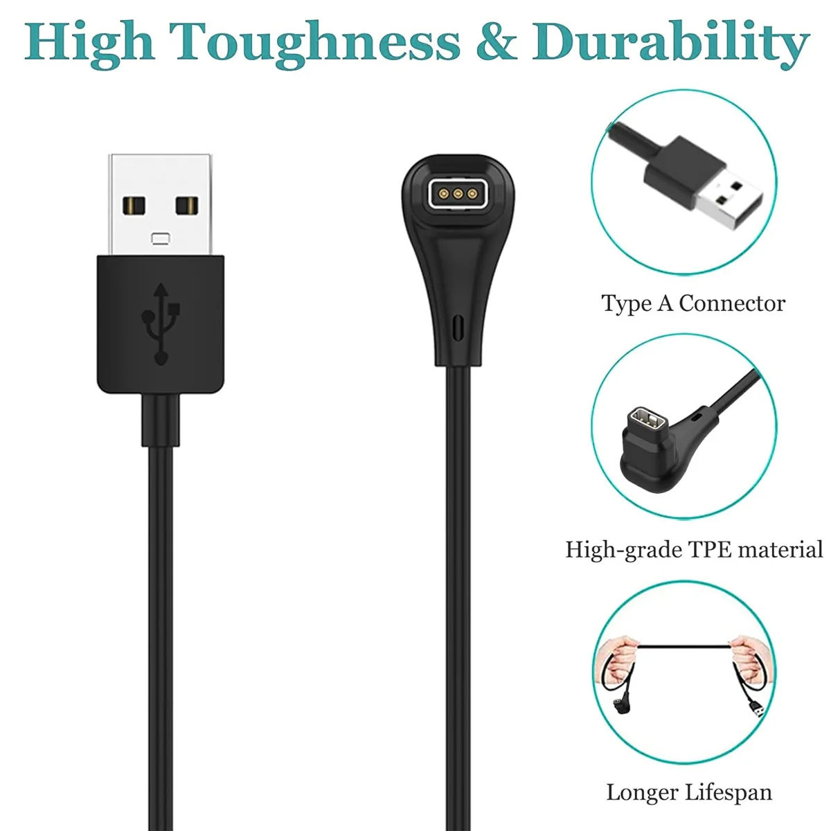 Charger for COROS PACE Pro Type-C USB-A Charging Cable Watch Charger Convenient Power Supply Solution for Home Offices Travel