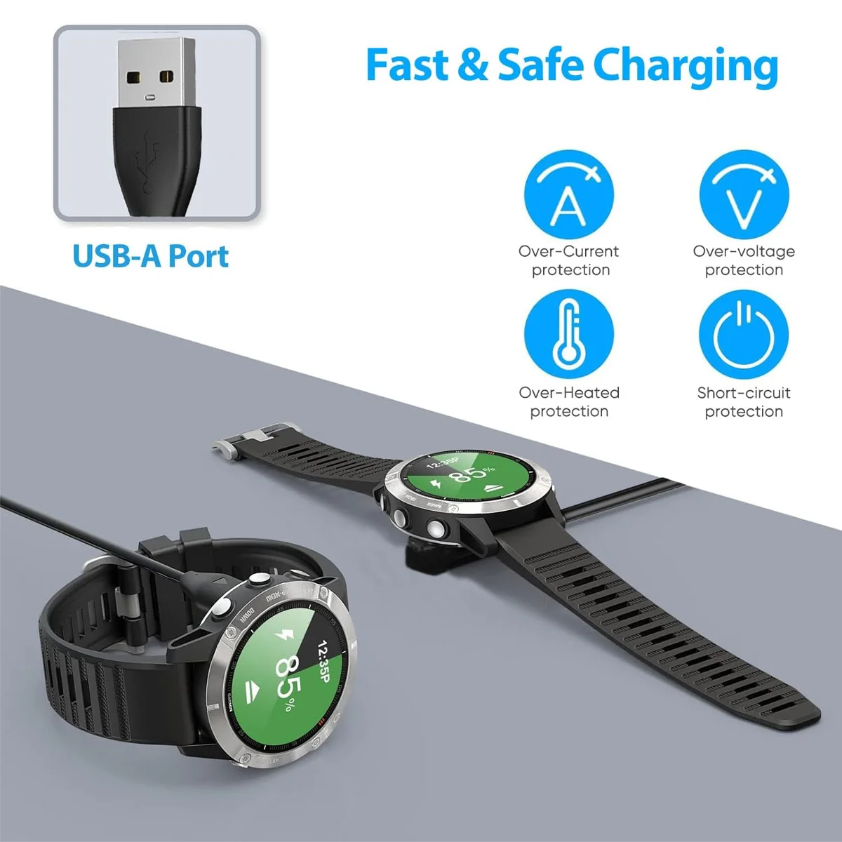 Charger for COROS PACE Pro Type-C USB-A Charging Cable Watch Charger Convenient Power Supply Solution for Home Offices Travel