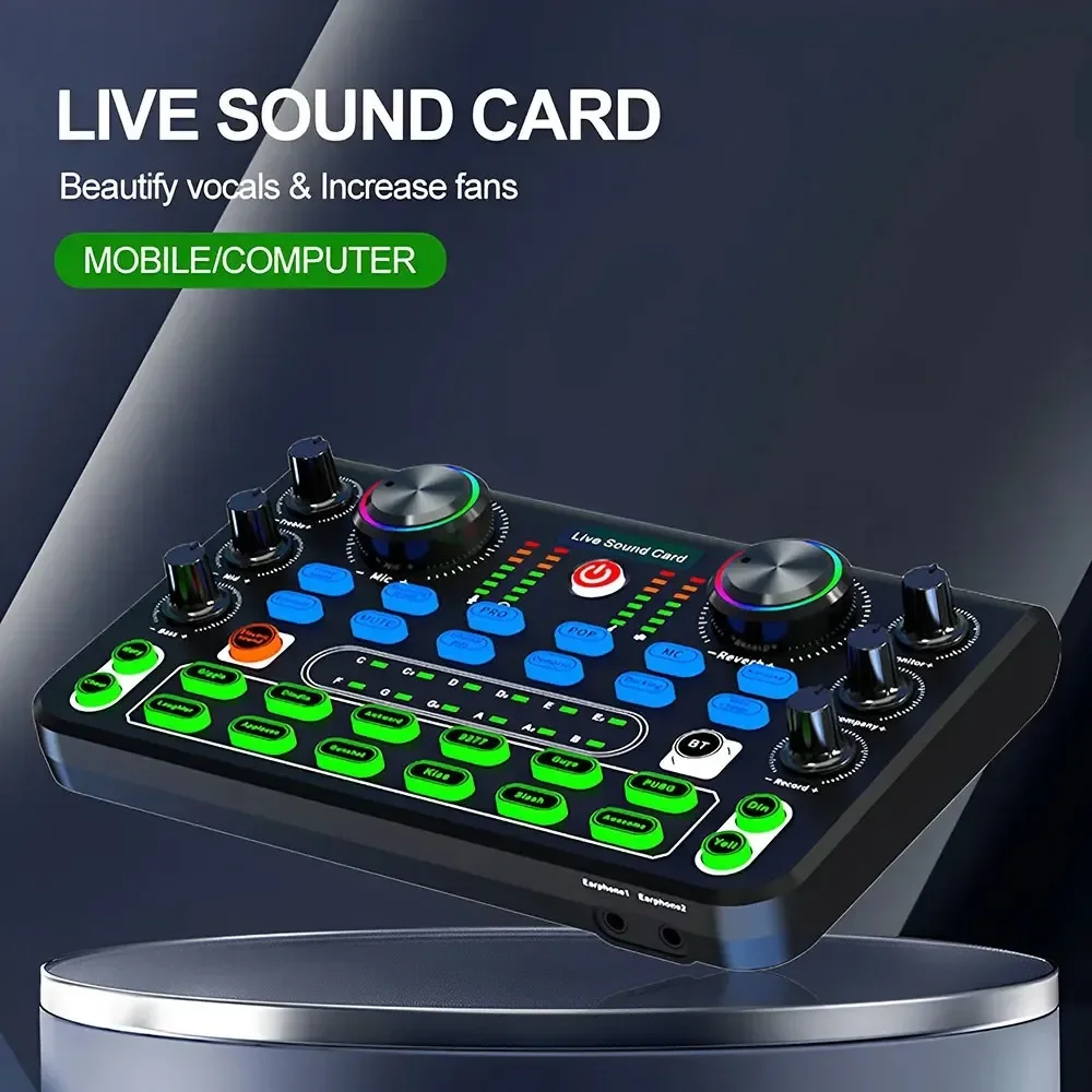 X60 Professional Sound Card Audio Mixer English Version Karaoke Broadcast KTV Performance Live DJ Professional Mixer Soundcard