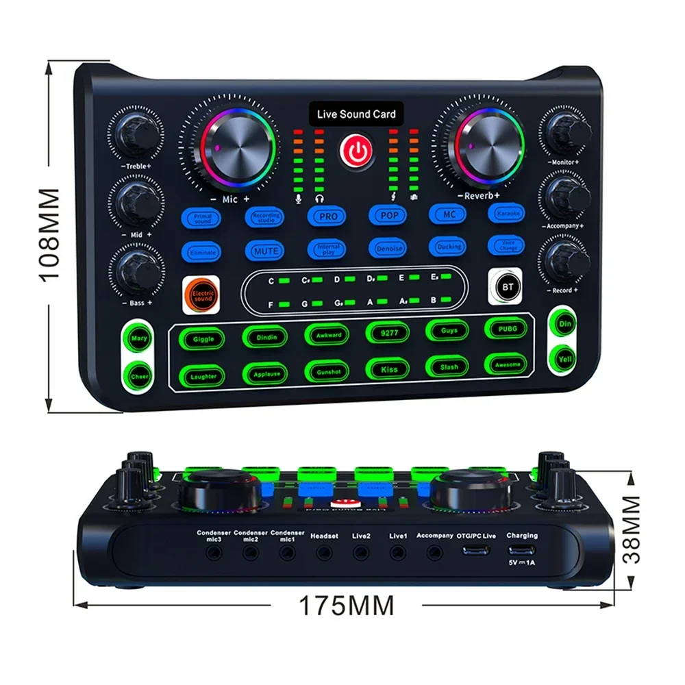 X60 Professional Sound Card Audio Mixer English Version Karaoke Broadcast KTV Performance Live DJ Professional Mixer Soundcard