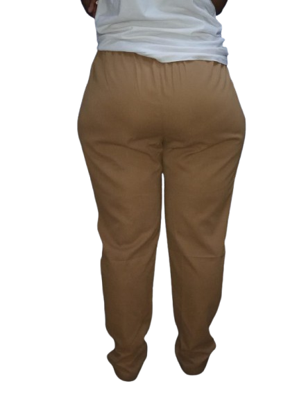 Women’s Drawstring Pants – Khaki Brown. Sizes: S, M, L, XL. Women's Palazzo Trousers.