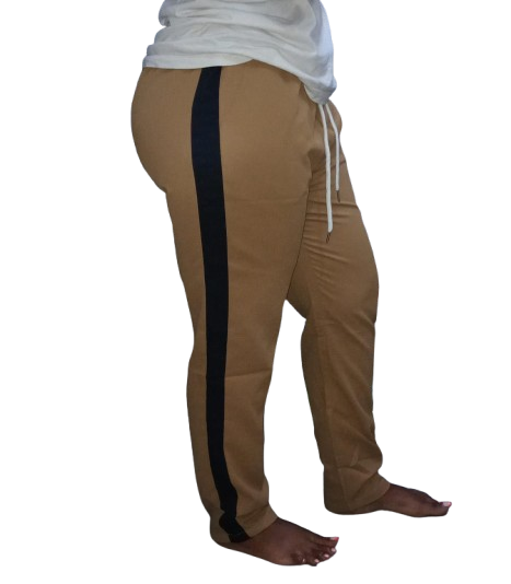 Women’s Drawstring Pants – Khaki Brown. Sizes: S, M, L, XL. Women's Palazzo Trousers.