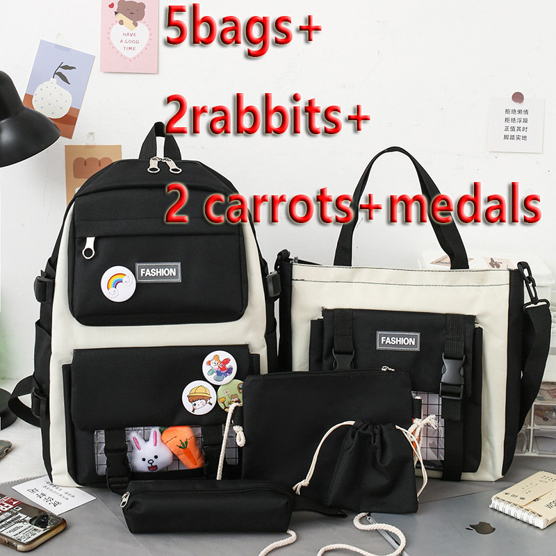 【with toys】5Pcs/set Backpacks & Bookbags School bags Women's Bags Handbags Shoulder bag Messenger bag Pencil bag Coin Pocket