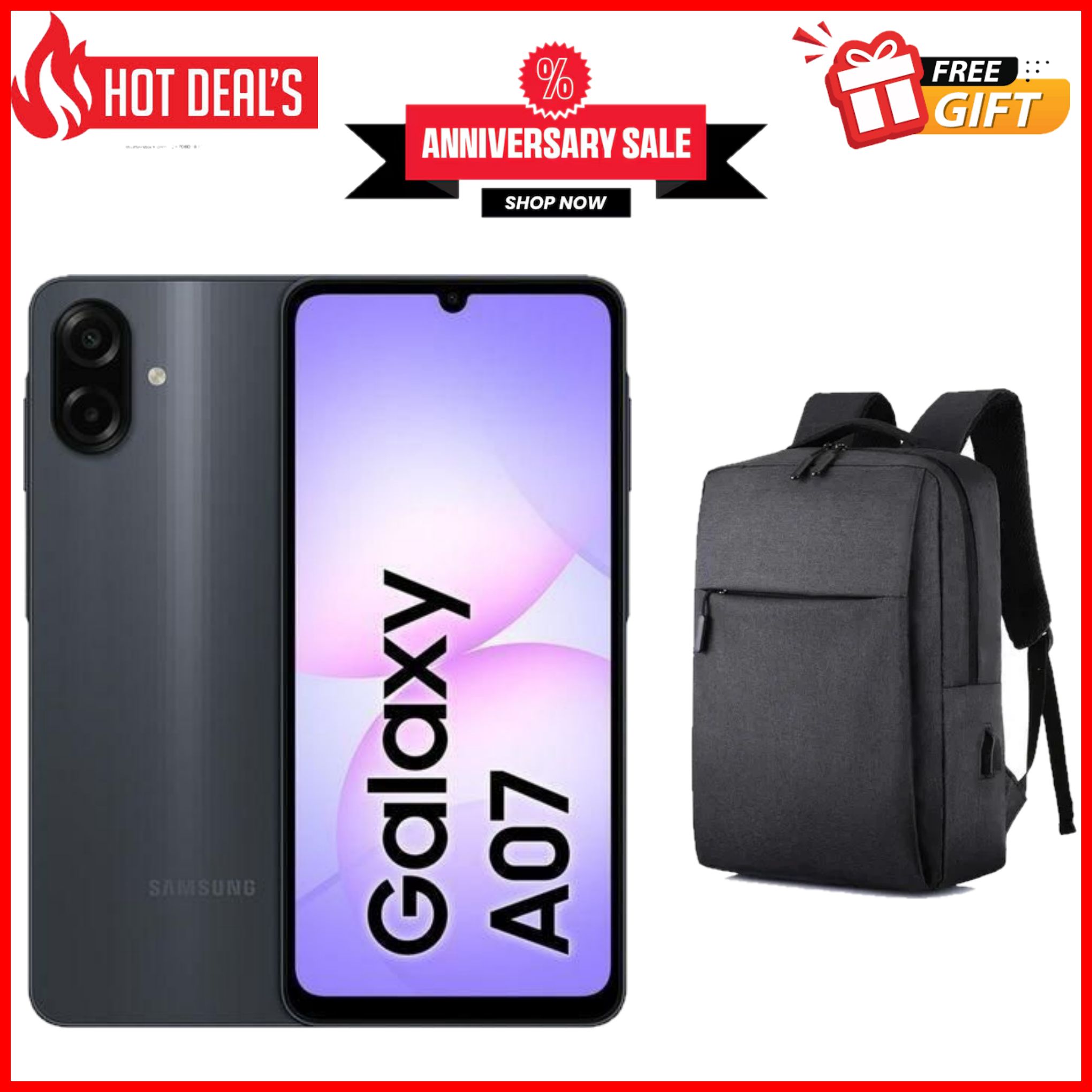 KILIMALL ANNIVERSARY SALE!! Samsung Galaxy A07 128GB+4GB 6.7" 90Hz 50MP Dual Camera  5000mAh 25W Type-C Charge Android 15 Smart Phones Fingerprint phone Samsung a07, A07 samsung+ FREE GIFTS