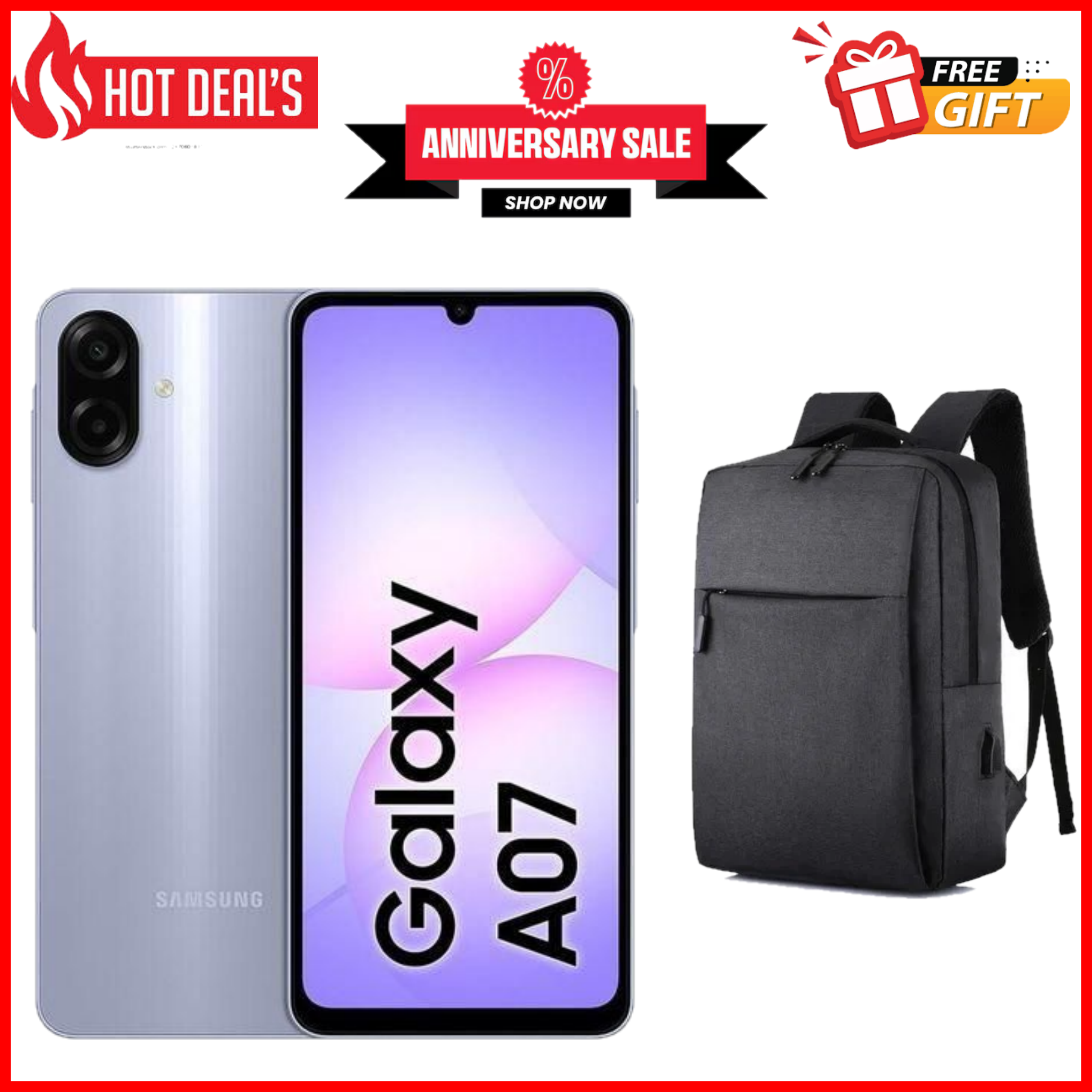 KILIMALL ANNIVERSARY SALE!! Samsung Galaxy A07 128GB+4GB 6.7" 90Hz 50MP Dual Camera  5000mAh 25W Type-C Charge Android 15 Smart Phones Fingerprint phone Samsung a07, A07 samsung+ FREE GIFTS