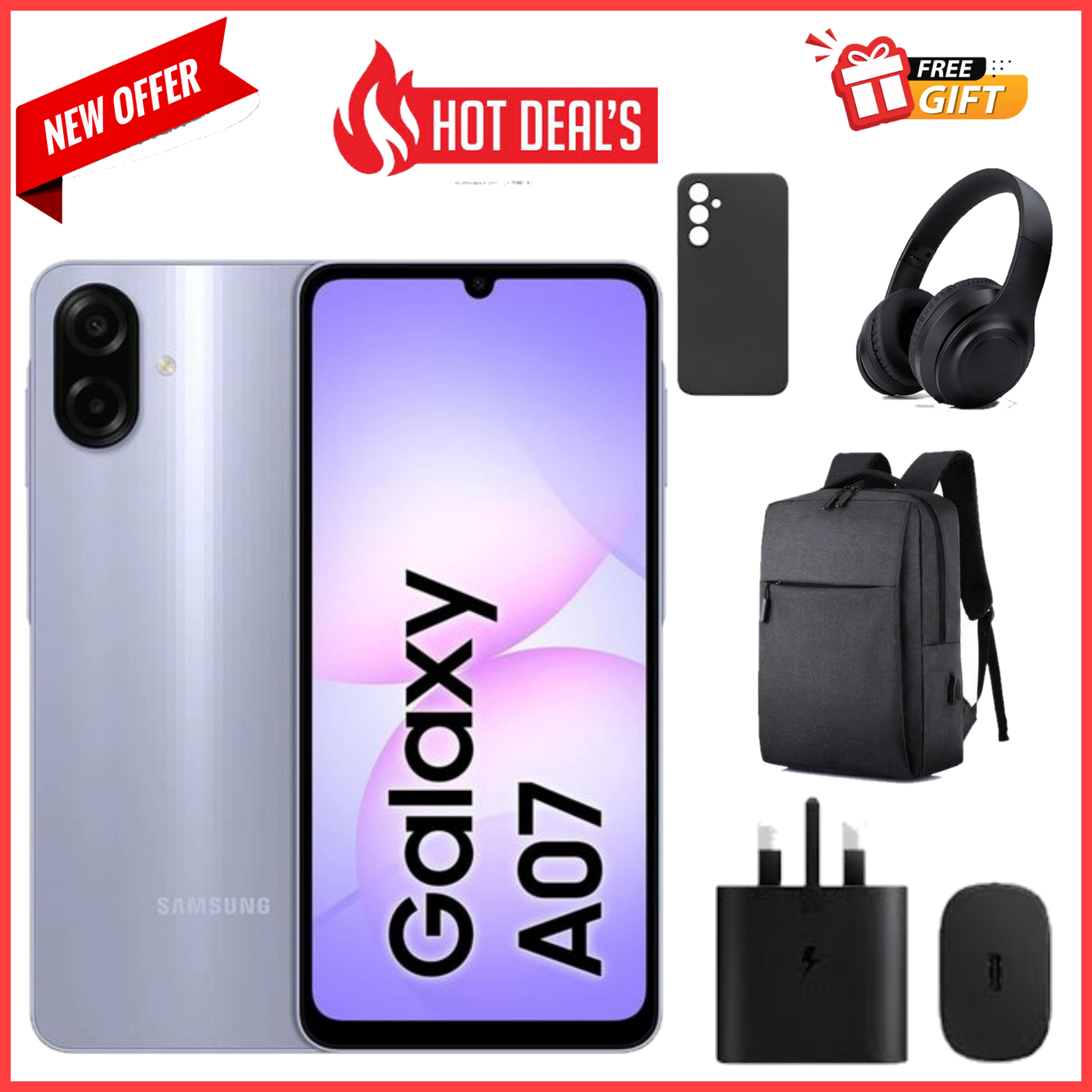 FLASHSALE DEALS!! Samsung Galaxy A07 6.7", 4GB RAM+64GB ROM, 5000mAh Battery, 50MP Rear & 8MP Front Cameras, Android 15, Dual SIM, 25W Charger, Side Fingerprint A07 Samsung samsung A07- Smartphones