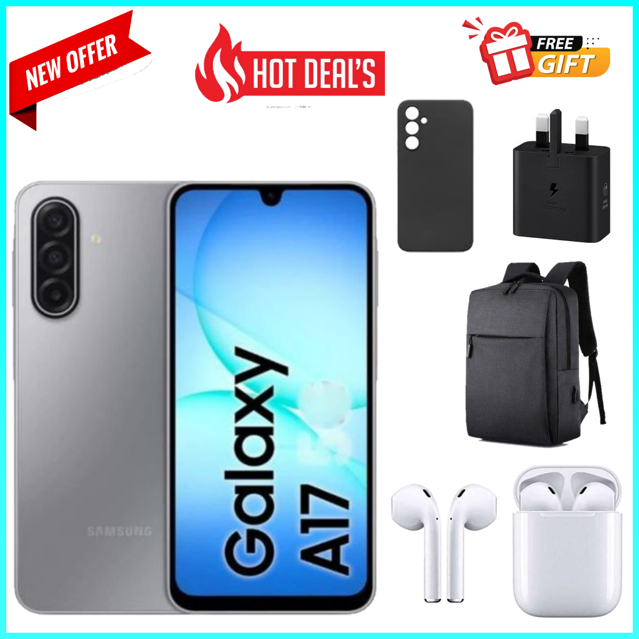 LIMITED TIME OFFERS!! Samsung Galaxy A17 128GB+4GB 6.7" Super AMOLED Display 50MP Camera Android 15 IP54 Waterproof 5000mAh 25W Type-C AI Smart Phones Samsung A17 A17 samsung +FREEGIFTS smartphone