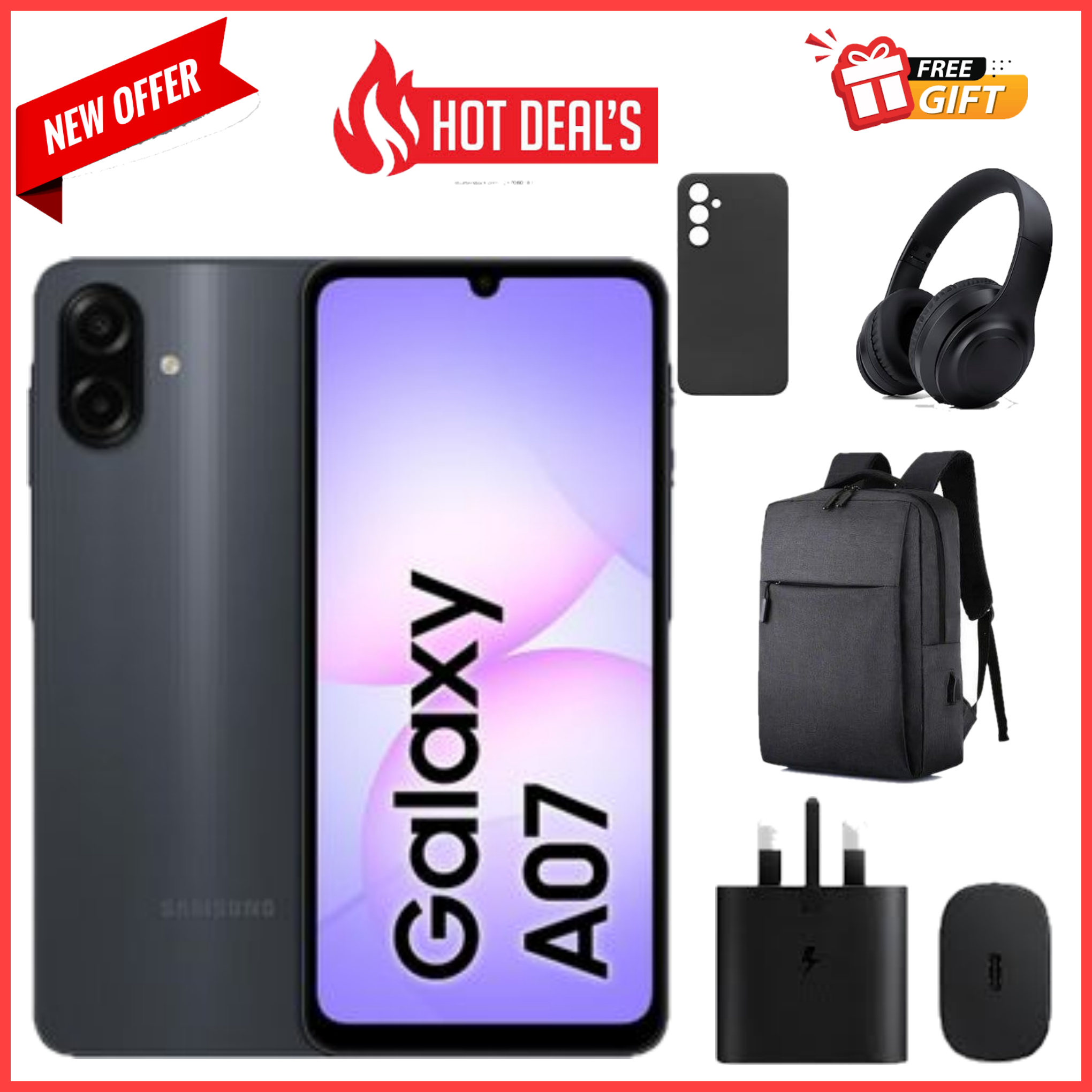 FLASHSALE DEALS!! Samsung Galaxy A07 6.7", 4GB RAM+64GB ROM, 5000mAh Battery, 50MP Rear & 8MP Front Cameras, Android 15, Dual SIM, 25W Charger, Side Fingerprint A07 Samsung samsung A07- Smartphones