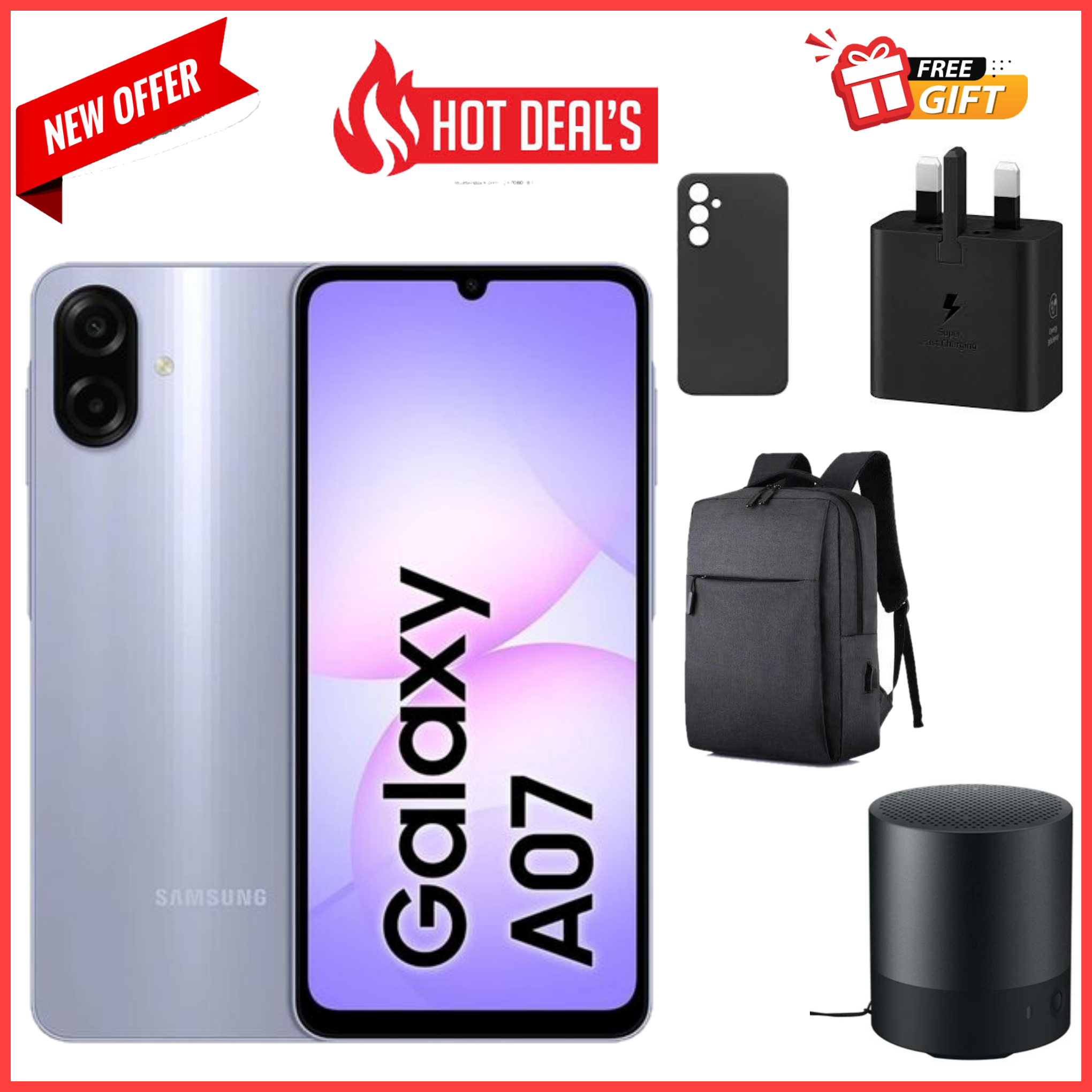 FLASHSALE DEALS!! Samsung Galaxy A07 6.7", 4GB RAM+64GB ROM, 5000mAh Battery, 50MP Rear & 8MP Front Cameras, Android 15, Dual SIM, 25W Charger, Side Fingerprint A07 Samsung samsung A07- Smartphones