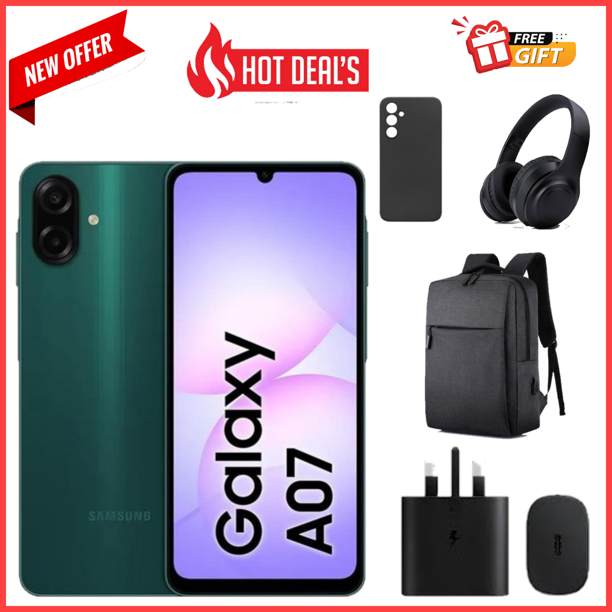 FLASHSALE DEALS!! Samsung Galaxy A07 6.7", 4GB RAM+64GB ROM, 5000mAh Battery, 50MP Rear & 8MP Front Cameras, Android 15, Dual SIM, 25W Charger, Side Fingerprint A07 Samsung samsung A07- Smartphones