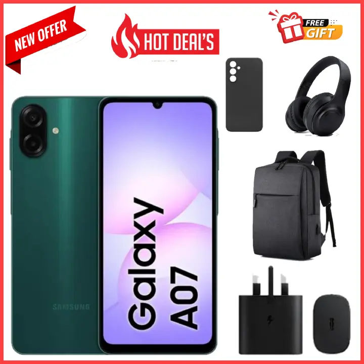 FLASHSALE DEALS!! Samsung Galaxy A07 6.7", 4GB RAM+64GB ROM, 5000mAh Battery, 50MP Rear & 8MP Front Cameras, Android 15, Dual SIM, 25W Charger, Side Fingerprint A07 Samsung samsung A07- Smartphones