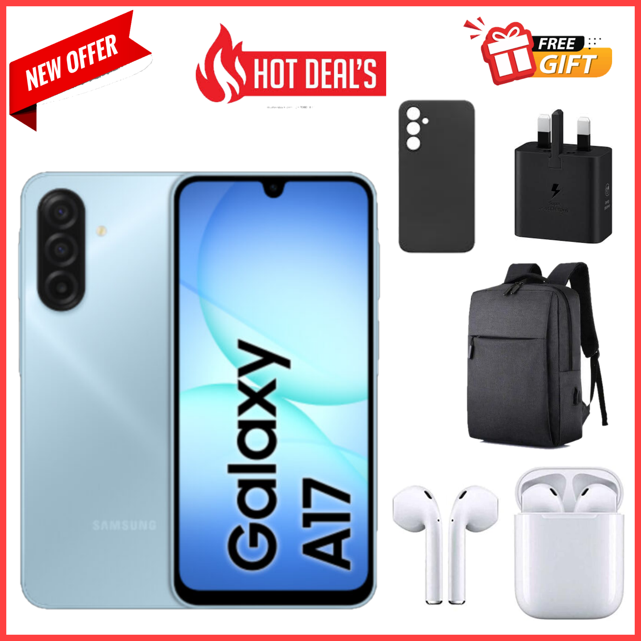 LIMITED TIME OFFERS!! Samsung Galaxy A17 128GB+4GB 6.7" Super AMOLED Display 50MP Camera Android 15 IP54 Waterproof 5000mAh 25W Type-C AI Smart Phones Samsung A17 A17 samsung +FREEGIFTS smartphone