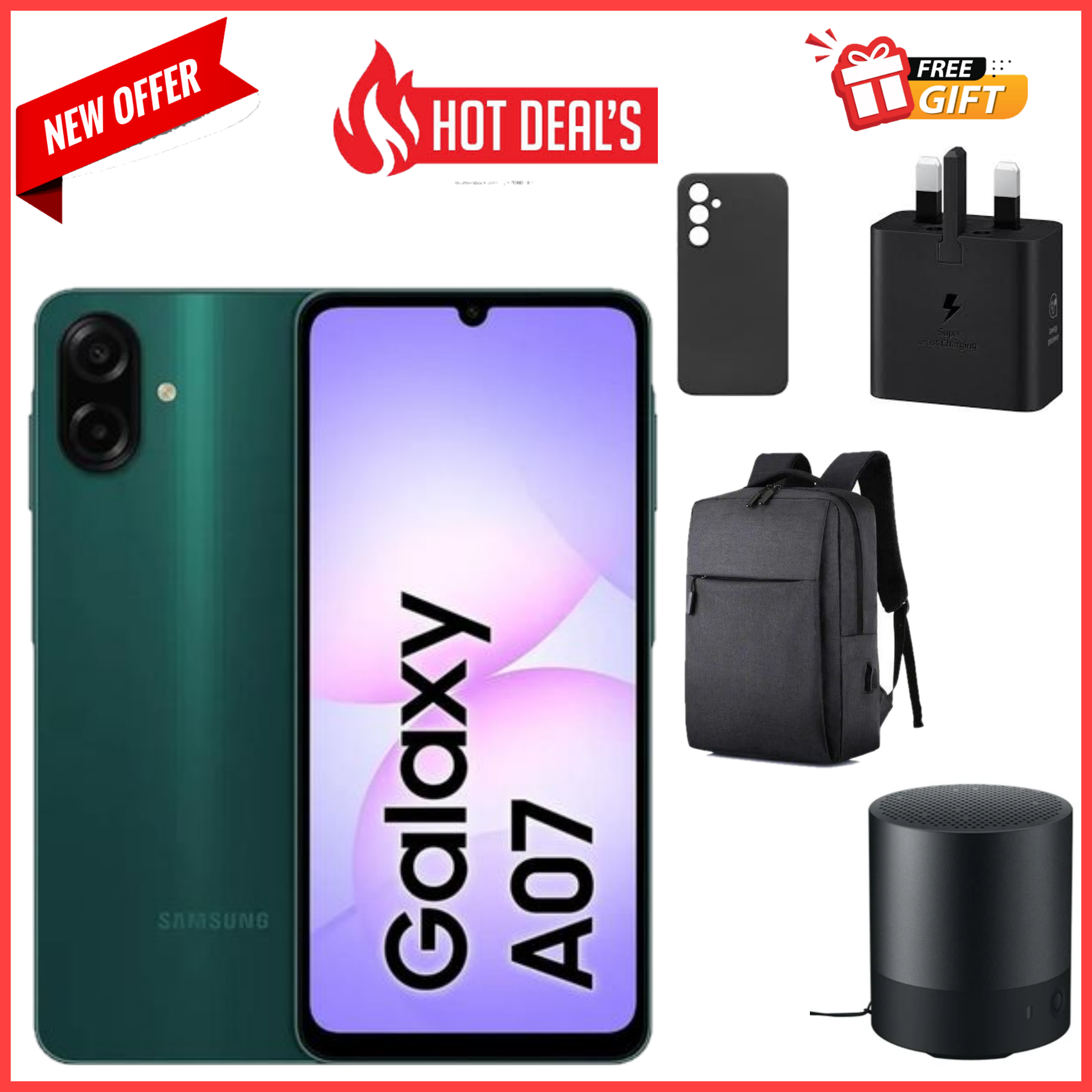 FLASHSALE DEALS!! Samsung Galaxy A07 6.7", 4GB RAM+64GB ROM, 5000mAh Battery, 50MP Rear & 8MP Front Cameras, Android 15, Dual SIM, 25W Charger, Side Fingerprint A07 Samsung samsung A07- Smartphones