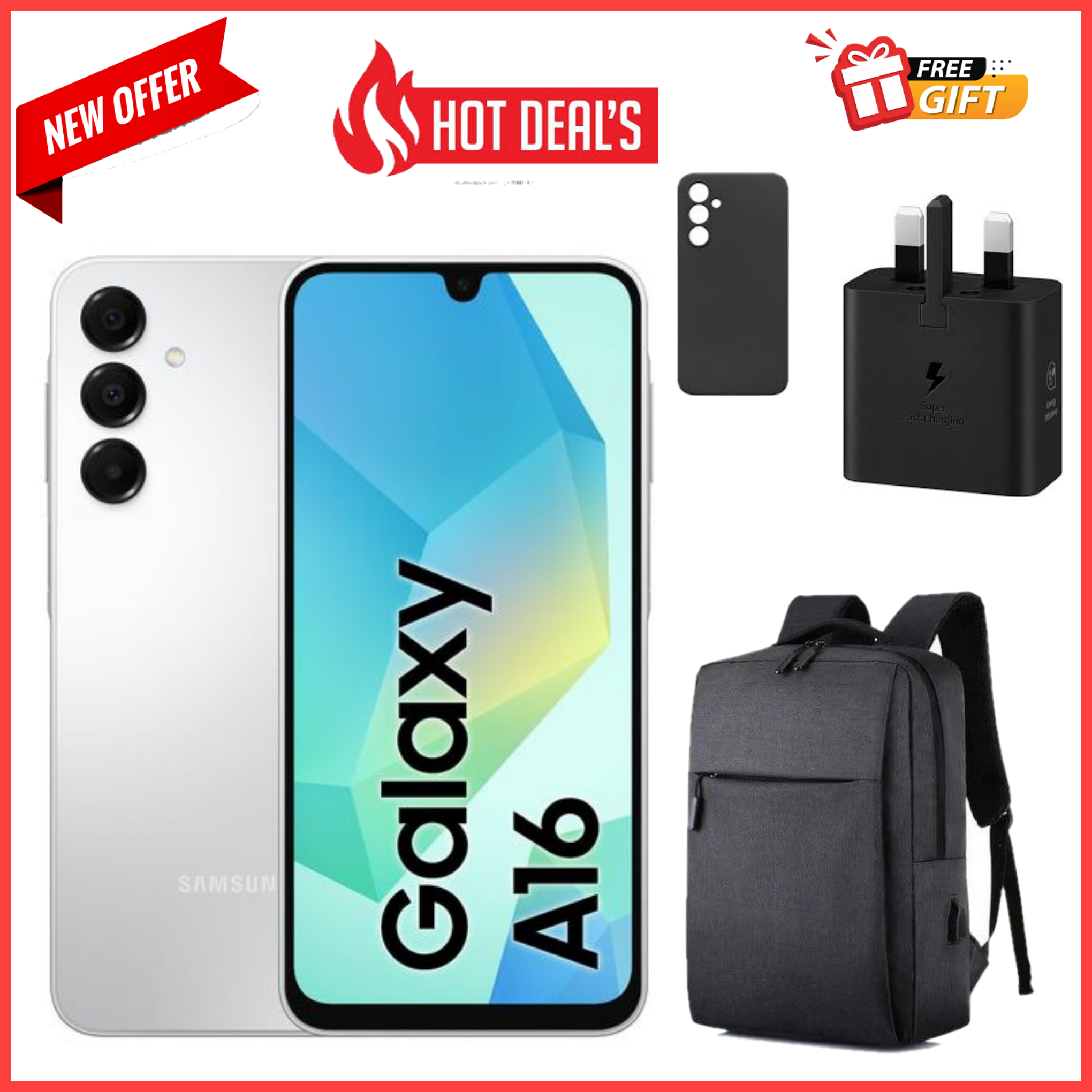 BRAND NEW !! Samsung Galaxy A16 128GB+4GB 6.7" Super AMOLED D 50MP Triple Camera Android 14 Mediatek Helio G99 5000mAh 25W Type-C Charge Smart Phones phone samsung A16 A16 samsung+FREE GIFTS