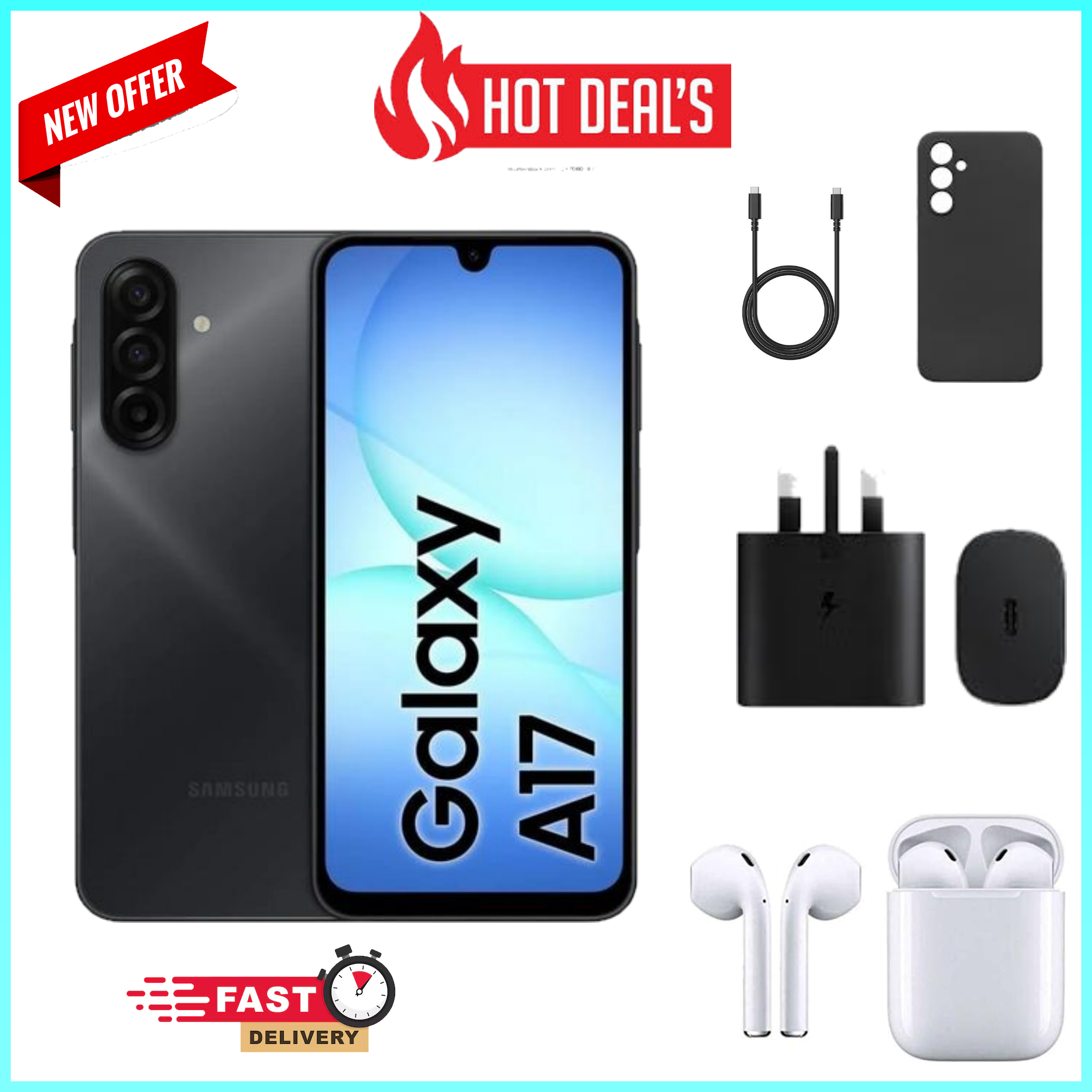 LIMITED TIME OFFERS!! Samsung Galaxy A17 128GB+4GB 6.7" Super AMOLED Display 50MP Camera Android 15 IP54 Waterproof 5000mAh 25W Type-C AI Smart Phones Samsung A17 A17 samsung +FREEGIFTS smartphone
