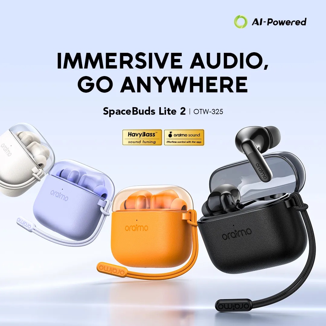 NEW ARRIVAL DEALS!! oraimo SpaceBuds Lite 2 (OTW 325): 7.5-Hr Playtime | AI Translation & Voice Prompt | Sound360 Spatial Audio | HD Voice in Calls | IPX4 Water Resistant | Anti-Lost Lanyard | Earbuds