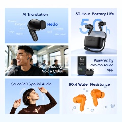 NEW ARRIVAL DEALS!! oraimo SpaceBuds Lite 2 (OTW 325): 7.5-Hr Playtime | AI Translation & Voice Prompt | Sound360 Spatial Audio | HD Voice in Calls | IPX4 Water Resistant | Anti-Lost Lanyard | Earbuds
