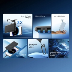 AMAZING DEALS!! oraimo PowerFlow L1 Power Bank (OPB-1103): 100000mAh | 15W Fast Charging | 2 USB-A Outputs | Type-C Input/Output | 3-Device Charging  | PowerBanks oraimo 10000mah+FREE GIFTS