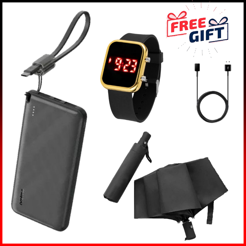 AMAZING DEALS!! oraimo PowerFlow L1 Power Bank (OPB-1103): 100000mAh | 15W Fast Charging | 2 USB-A Outputs | Type-C Input/Output | 3-Device Charging  | PowerBanks oraimo 10000mah+FREE GIFTS