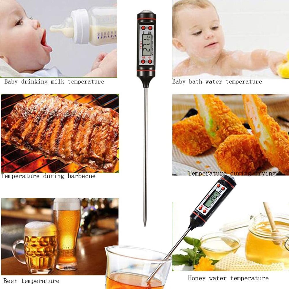 Premium Digital Food Thermometer Instant Read Kitchen Thermometer with LED Display Celsius & Fahrenheit Modes Battery Operated Auto Power Off Heat Range -50°C to 300°C Perfect for BBQ, Meat