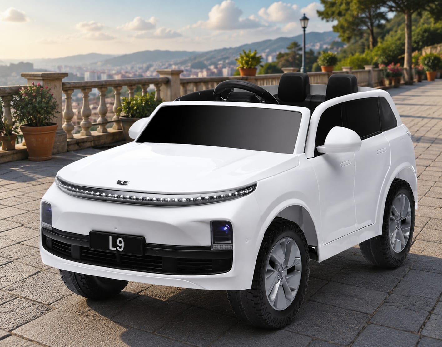 Kids electric L9 model suv led display lights swing mode remote controlled forward and reverse gear 12volts battery and suitable for kids age 2 to 5 years