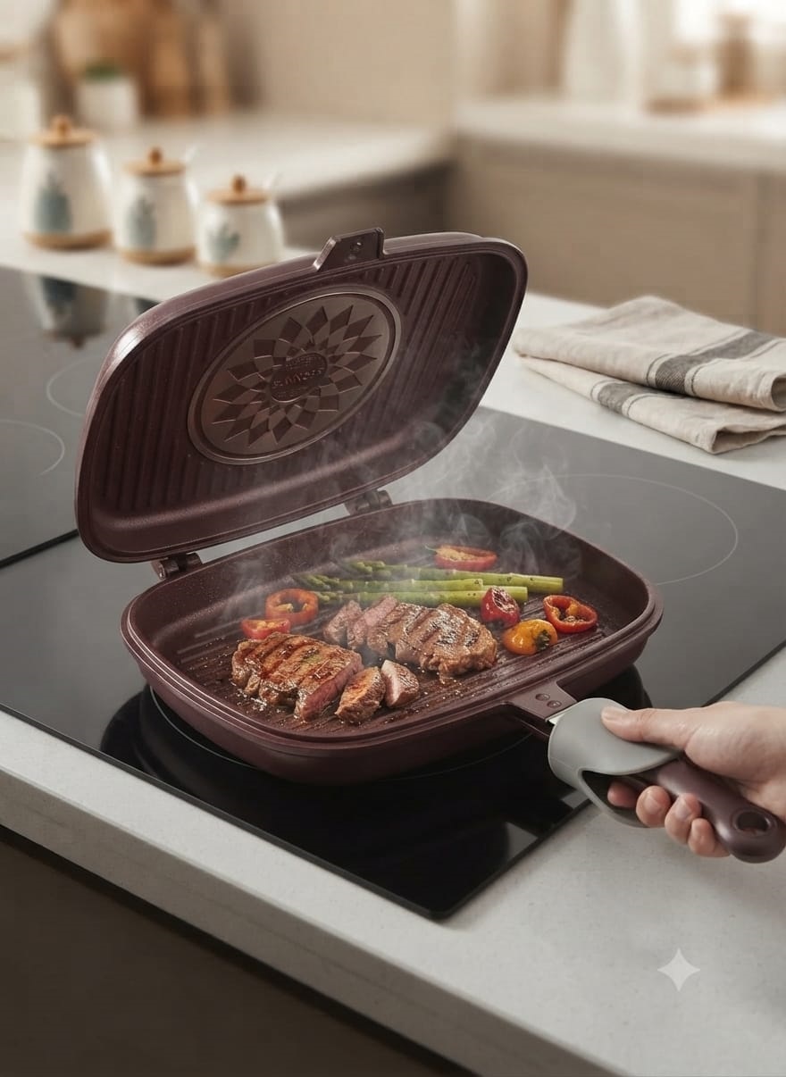 Hot deal Donnor double sided grill pan ideal for grilling meat, fish, chicken, vegetables, sandwiches and more