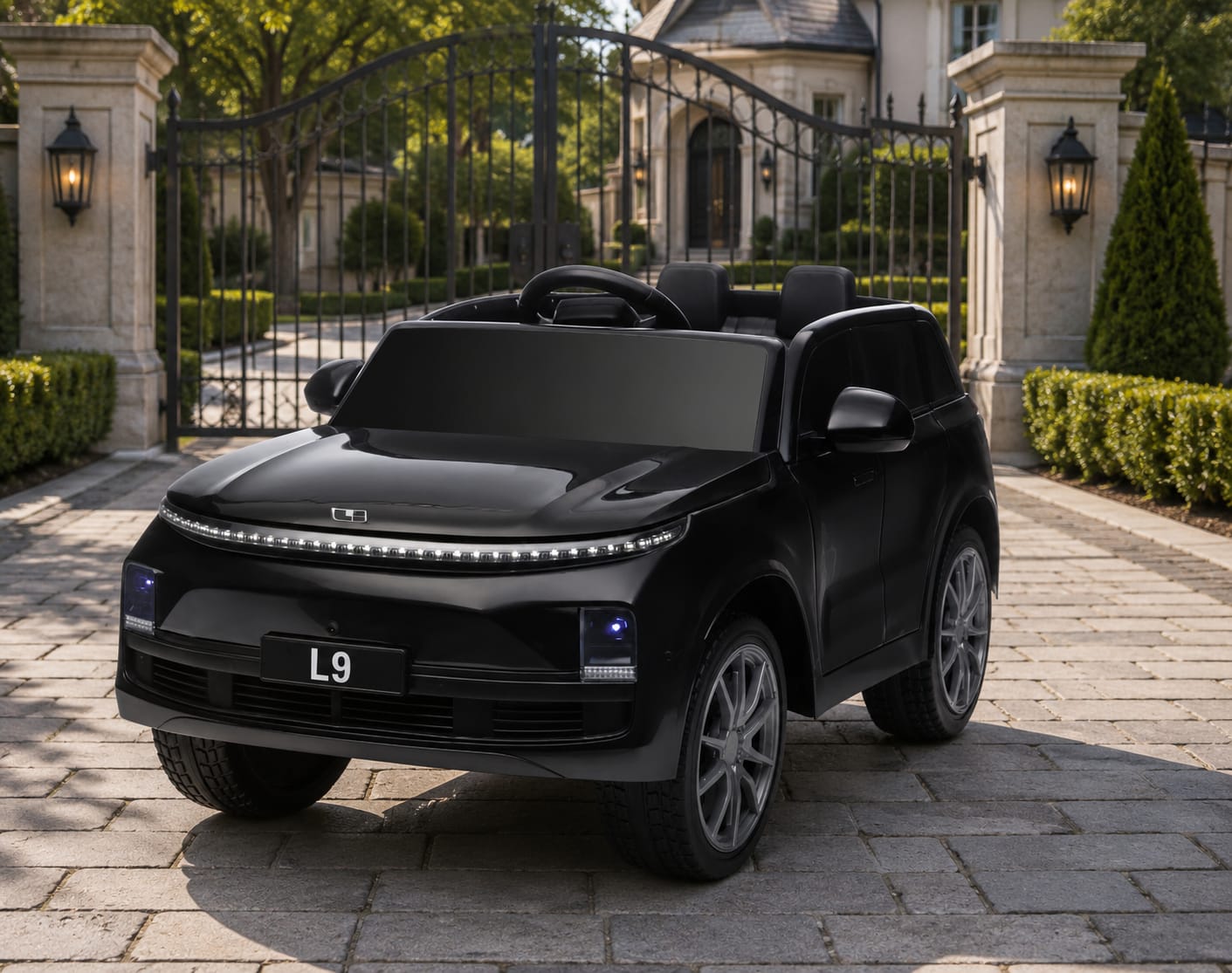 Kids electric L9 model suv led display lights swing mode remote controlled forward and reverse gear 12volts battery and suitable for kids age 2 to 5 years