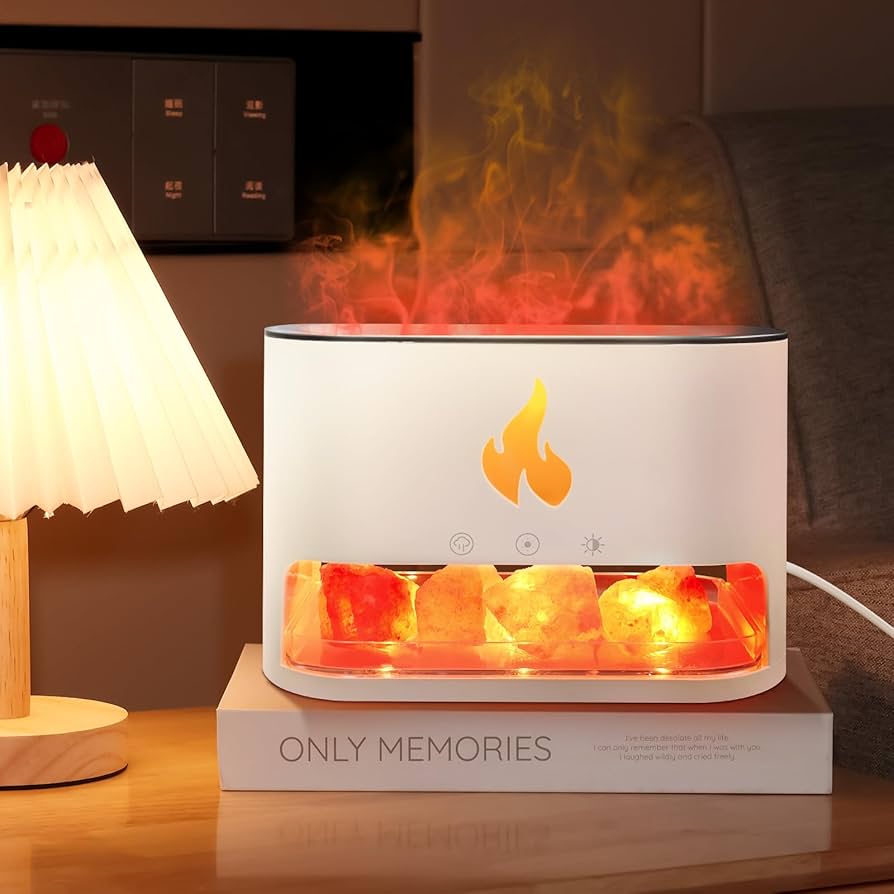 10W salt stone fire place aroma diffuser humidifier (capacity 250ml tank 15-25ml/h atomized humidity) now available in white colour