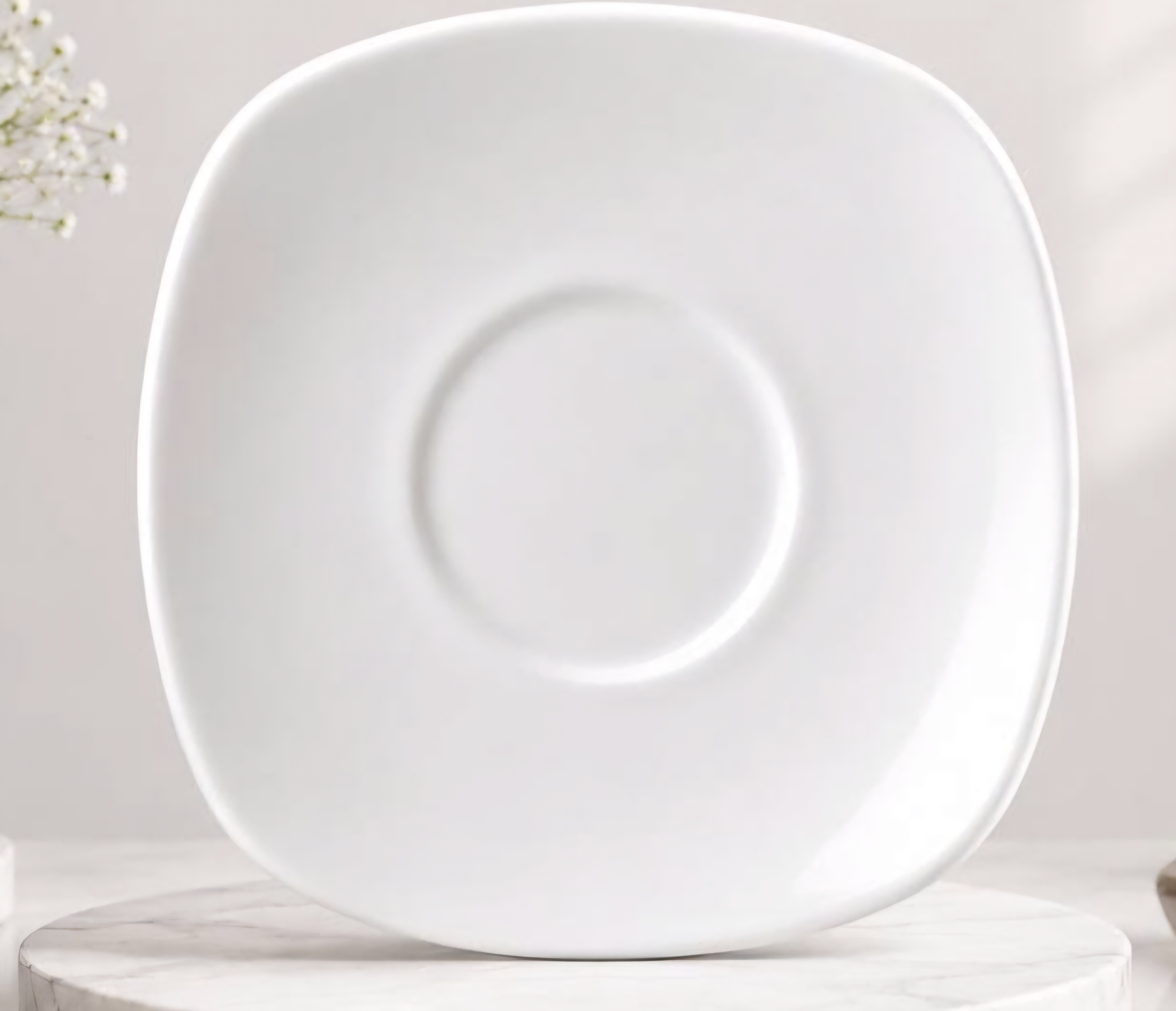 Luxurious Plain white Elegant Square Saucer for Tea/Coffee Mugs-6pcs