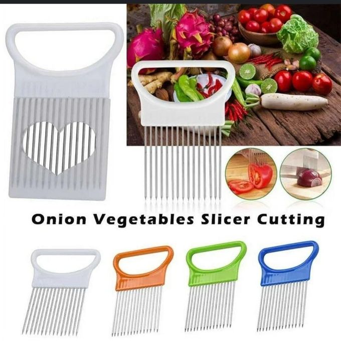 Stainless Steel Onion Holder Slicer – Multi-Purpose Vegetable Cutter & Safe Cutting Guide Tool for Kitchen Cooking Prep