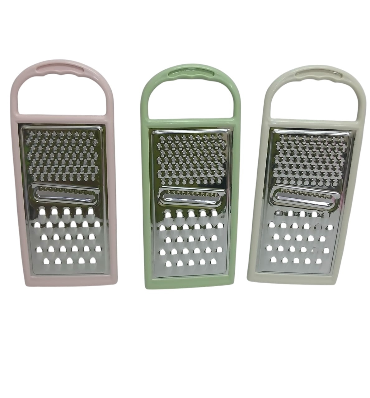 Multifunctional Stainless Steel Grater with Plastic Handle & Peeler – Vegetable, Cheese, Fruit & Kitchen Food Prep Tool