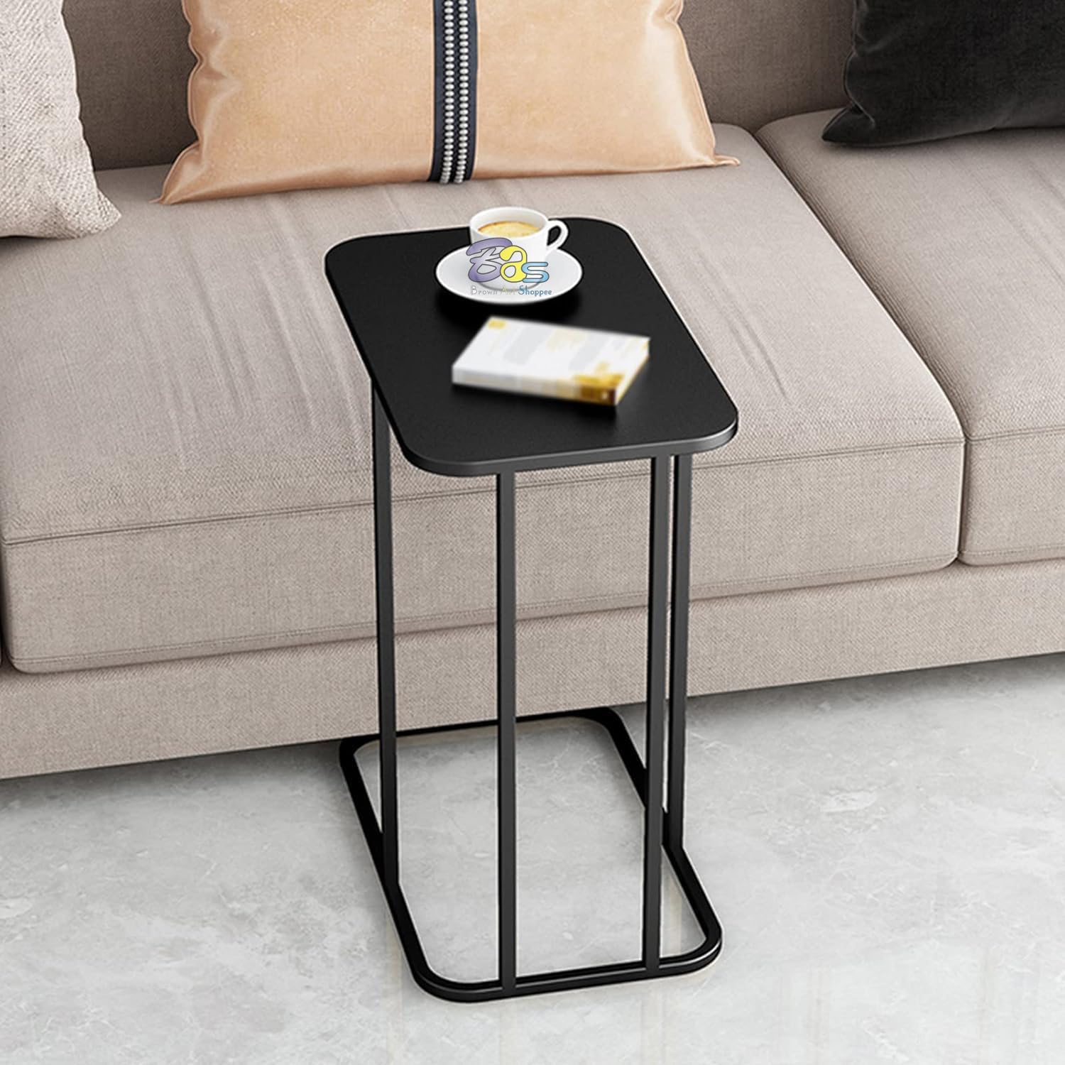 2-Tier Metallic Side Table Bedside Table Sofa End Table Modern Storage Shelf Coffee Table Desk Side Table for Living Room, Bedroom & Office