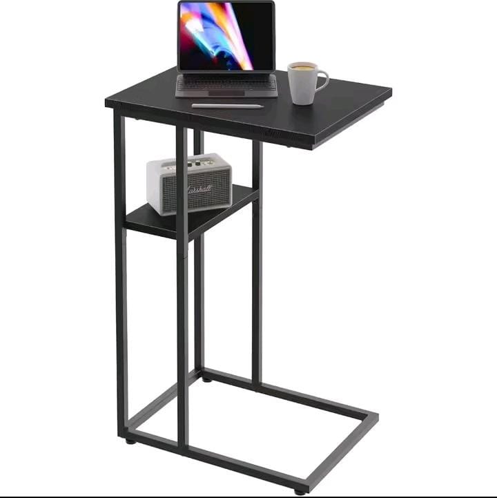 2-Tier Metallic Side Table Bedside Table Sofa End Table Modern Storage Shelf Coffee Table Desk Side Table for Living Room, Bedroom & Office