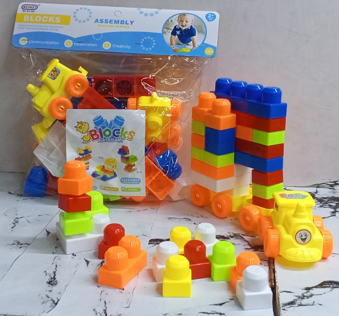 Block Train Building Blocks Toy Set for Kids – Educational STEM Construction Train, Creative DIY Assembly Blocks, Learning & Imagination Development Toy