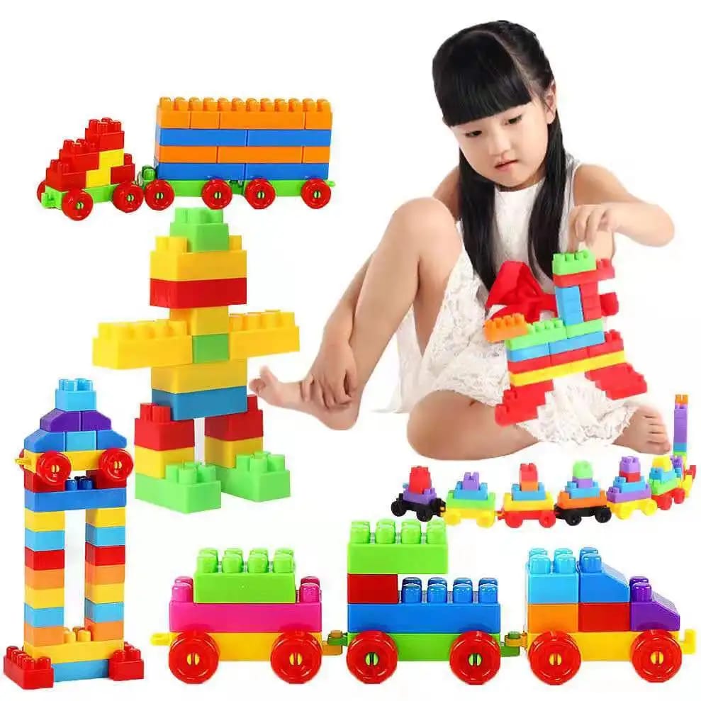 Block Train Building Blocks Toy Set for Kids – Educational STEM Construction Train, Creative DIY Assembly Blocks, Learning & Imagination Development Toy