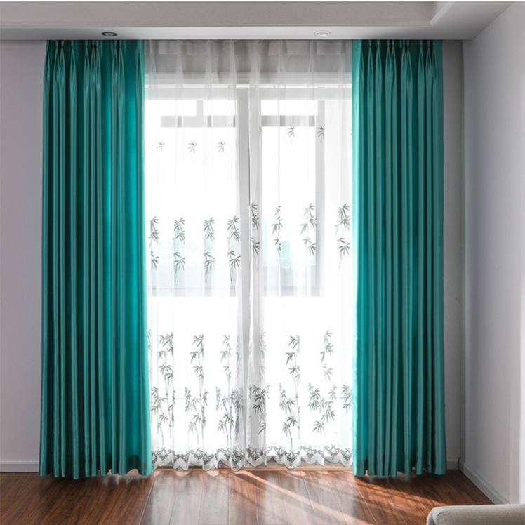 3PCS FULL SET Turquoise Blue Blackout Curtains Set | Heavy Fabric + Free Premium Heavy Sheer | Ready Made | Living Room & Bedroom