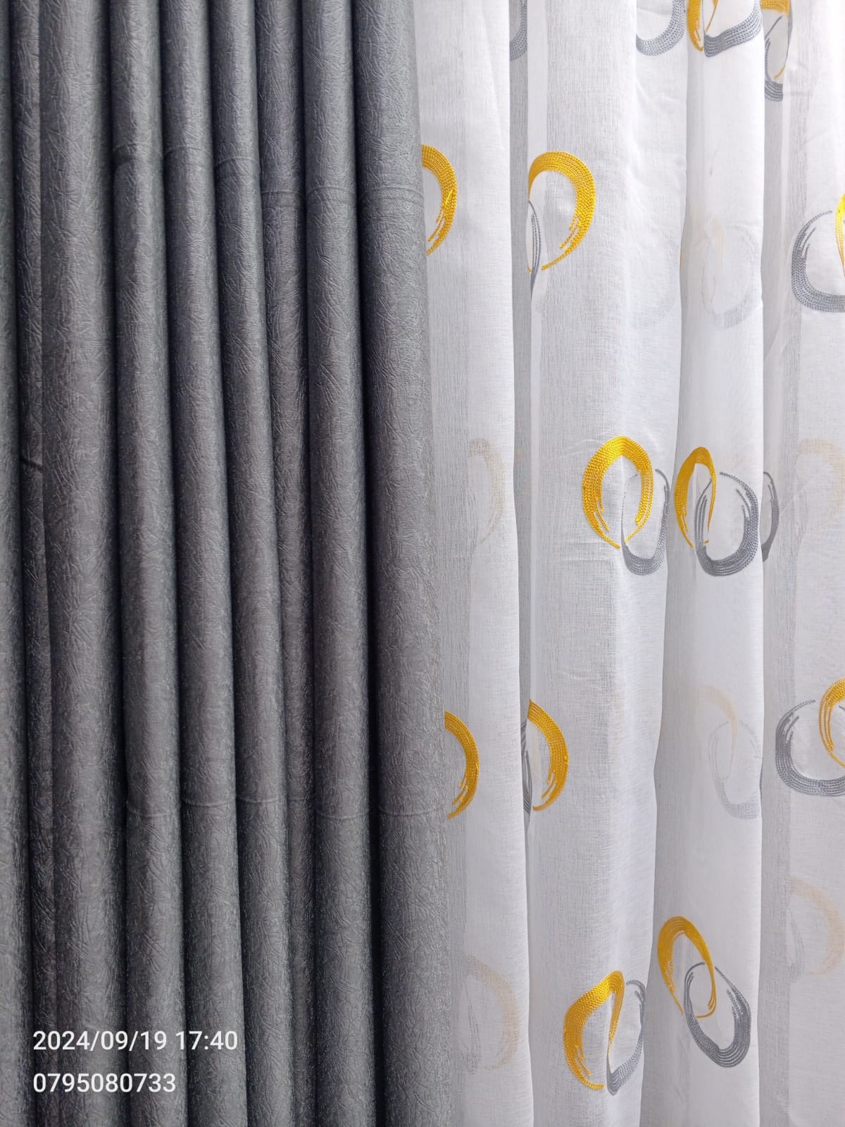 [Today only] 3PCS Gray Curtains Set + Free Flowered White Sheer | Affordable Modern Ready made Grey Curtains Set 04