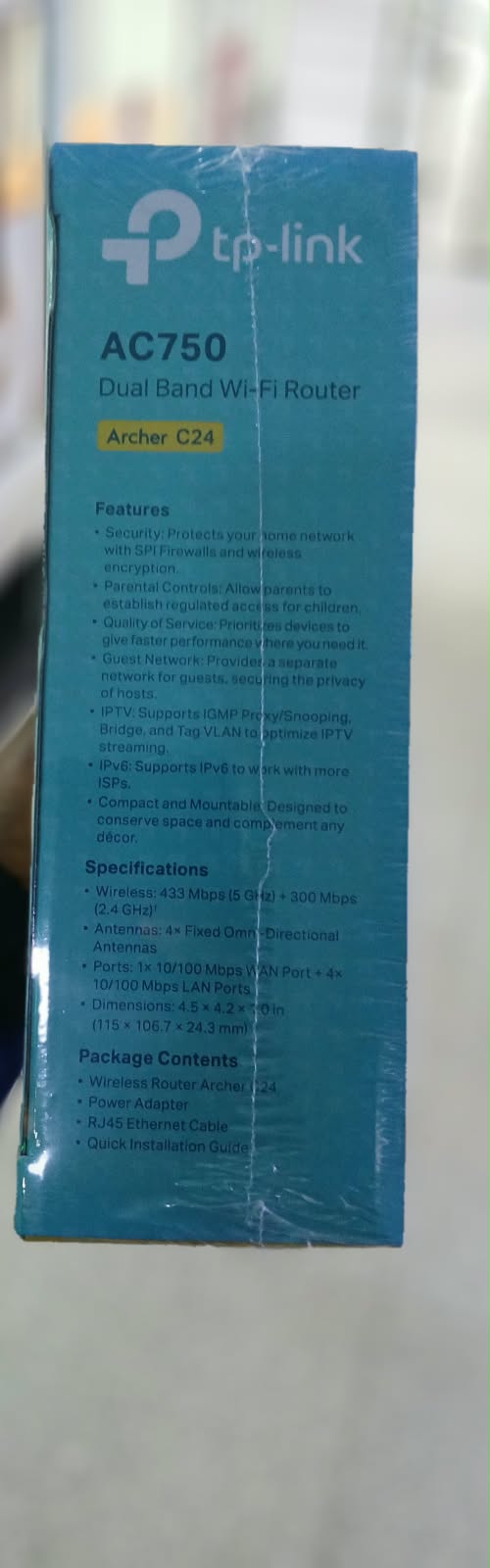 Tp- link  AC750 Dual Band WIFI ROUTER Archer C24
