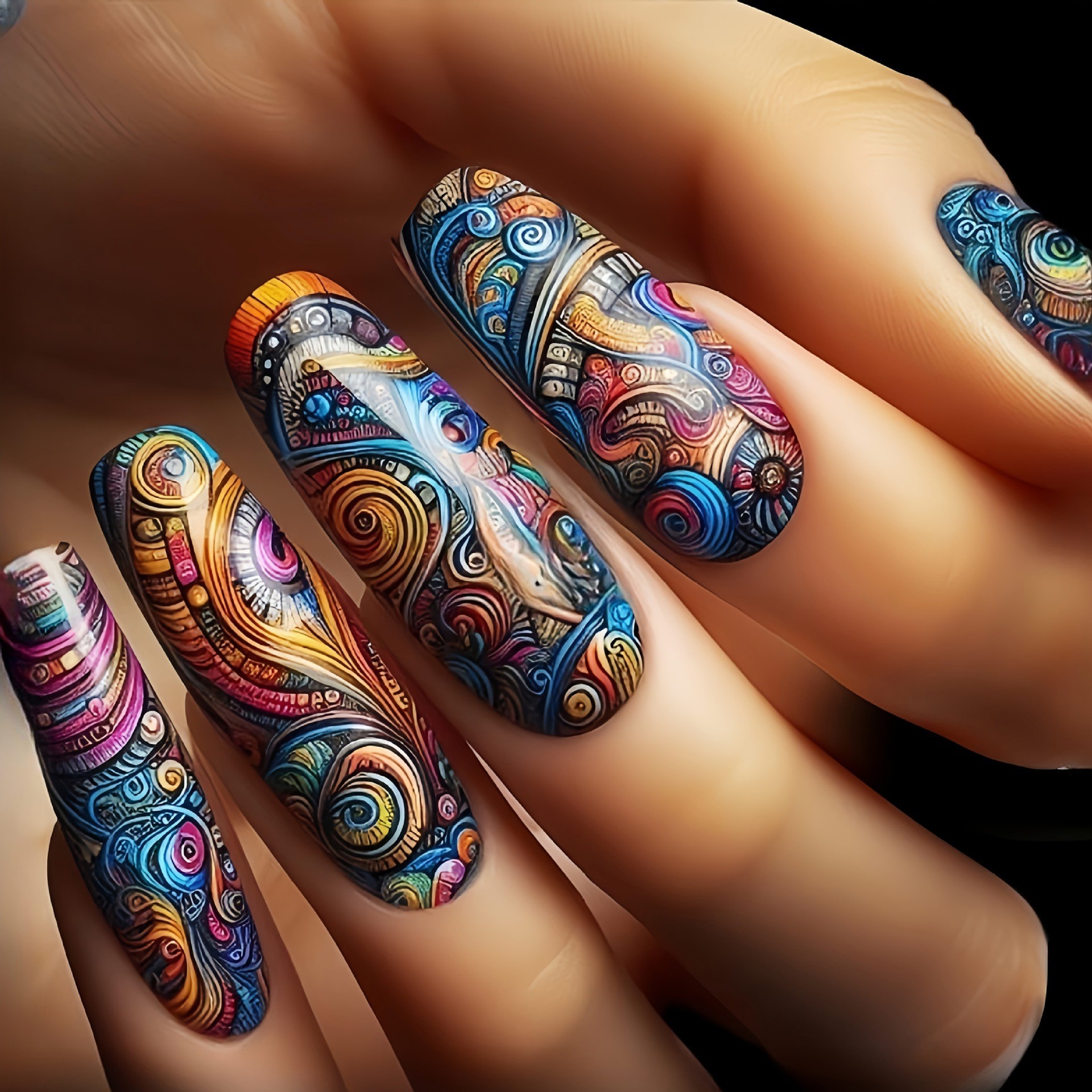 Wholesale of long ballet false nails, nail art stickers, colorful floral designs, sweet and cool Ins-style wearable nails for foreign trade view 3