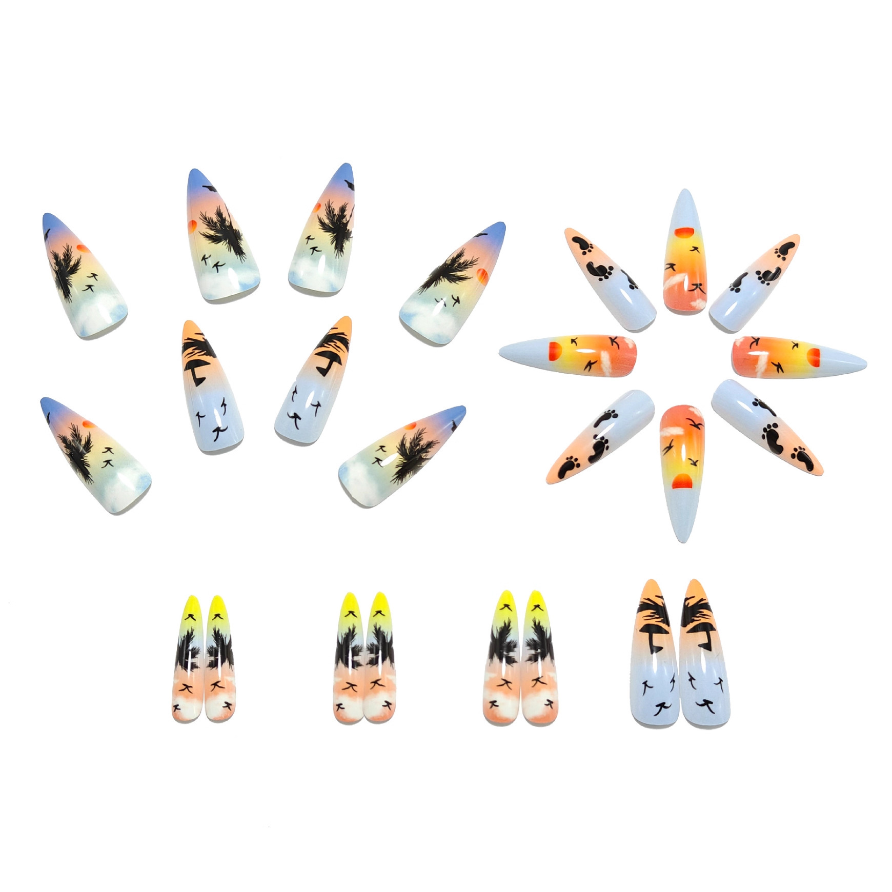 Halloween costume nail art wholesale, white ghost and pumpkin nail decals, press-on nails view 6