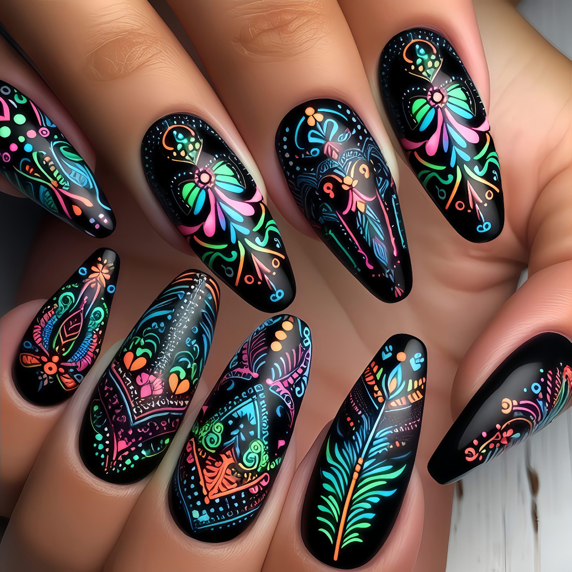 Wholesale of long ballet false nails, nail art stickers, colorful floral designs, sweet and cool Ins-style wearable nails for foreign trade