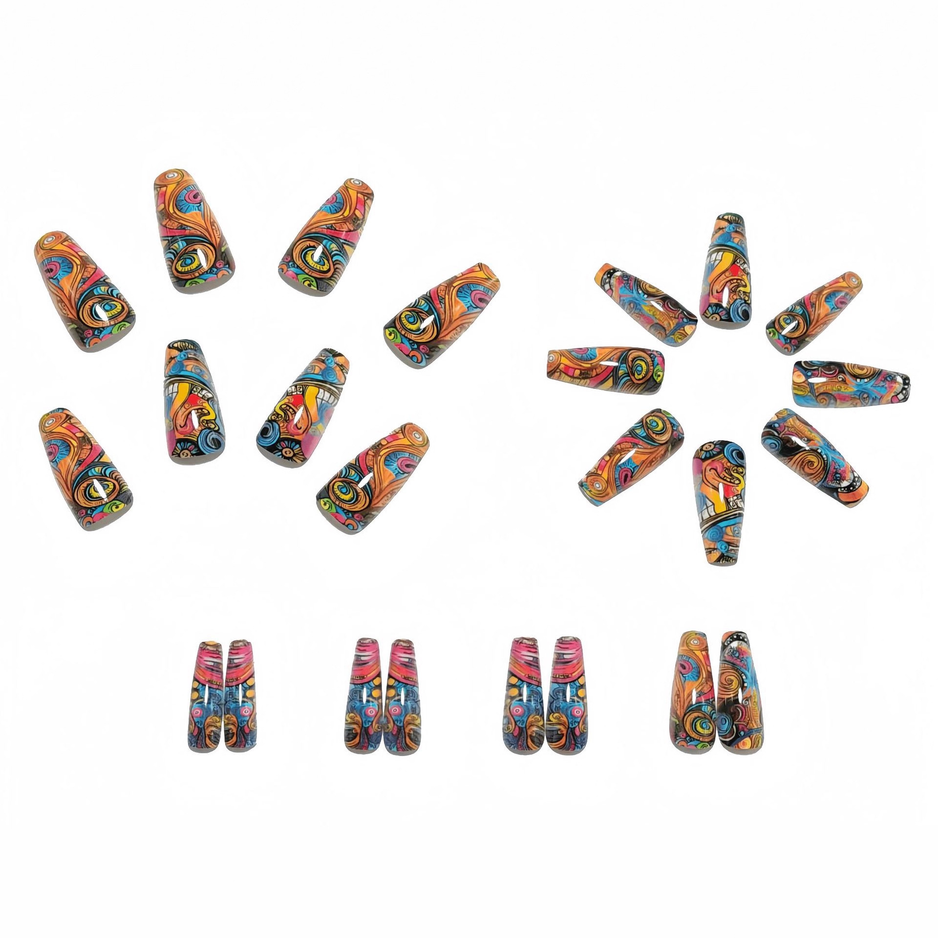 Halloween costume nail art wholesale, white ghost and pumpkin nail decals, press-on nails view 8