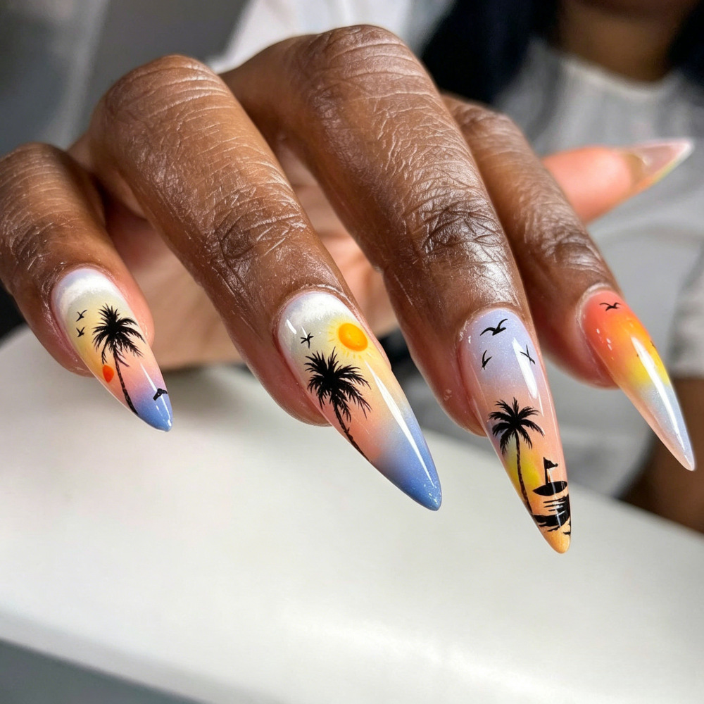 Halloween costume nail art wholesale, white ghost and pumpkin nail decals, press-on nails view 5