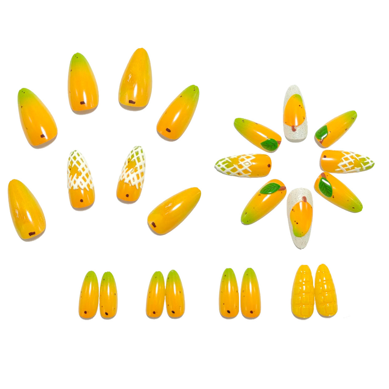 Halloween costume nail art wholesale, white ghost and pumpkin nail decals, press-on nails view 10