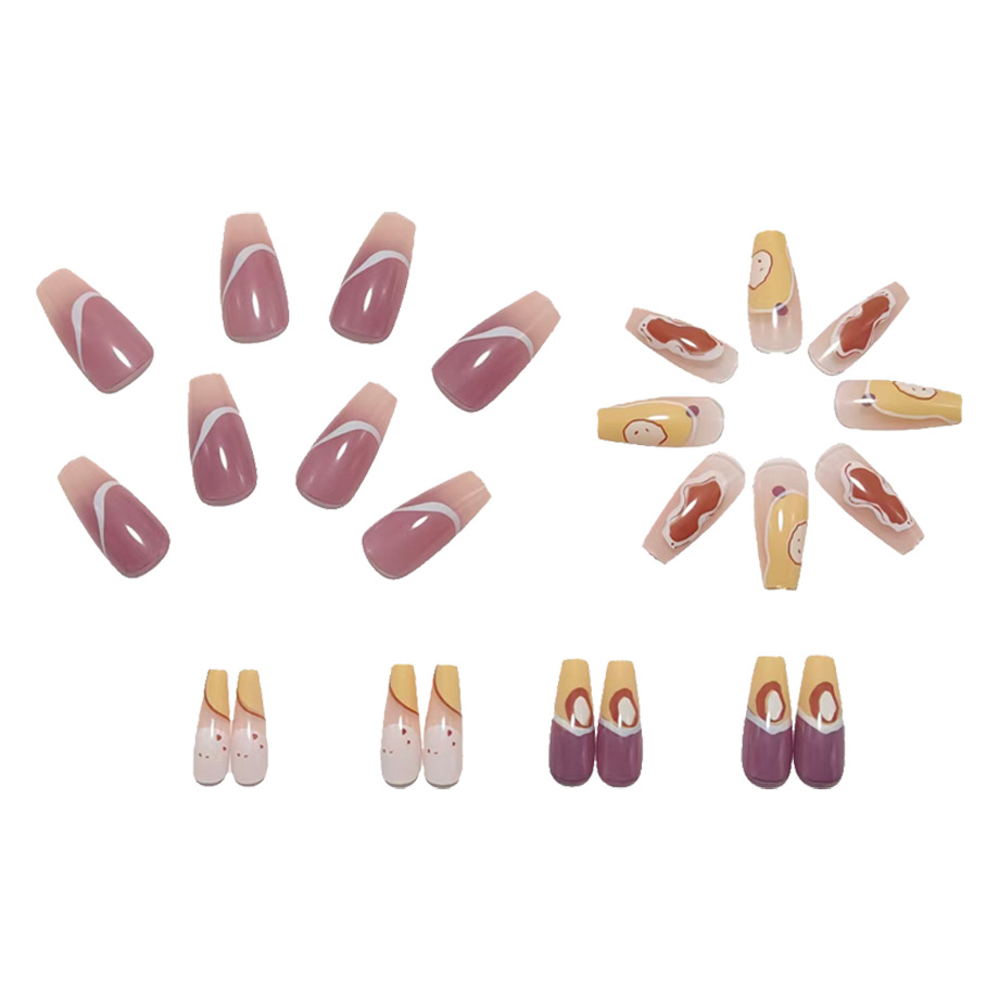 Cross-border best-seller: rose red silver patterned nail art tips, medium almond shape false nails, removable wearable nails, wholesale view 6